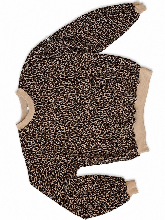 Fabletics Tops - Fabletics Leopard Print Crewneck Sweater - Tan & Black